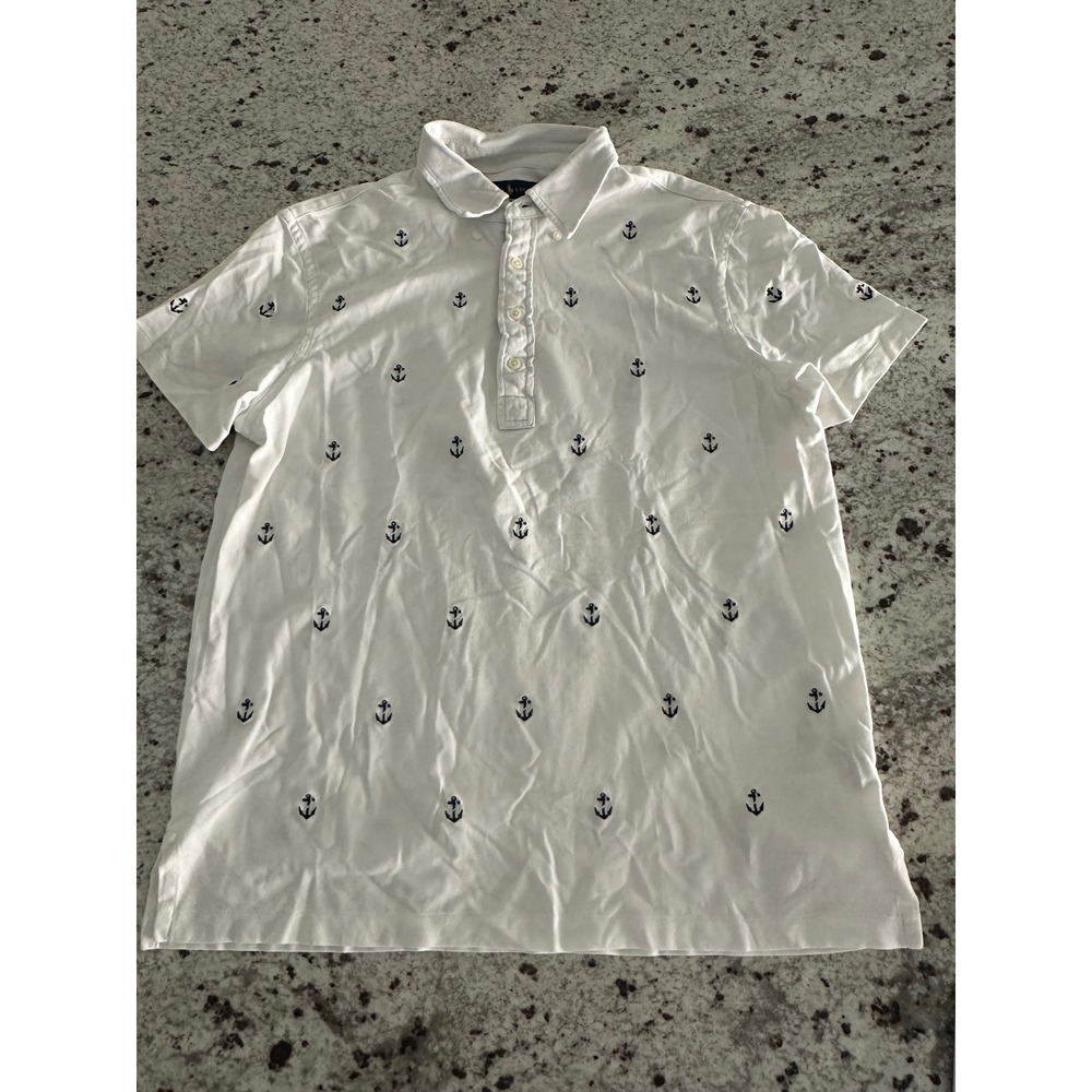 Ralph Lauren All Over Nautical Print Mens Short Sleeve Shirt L Large